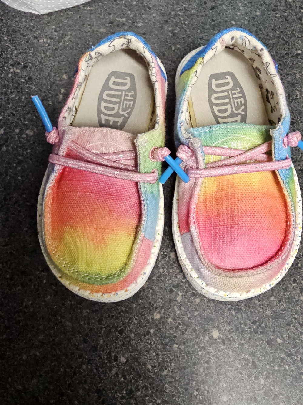 Hey Dude Kids Tie-Dye Canvas Slip-Ons in Rainbow Colors